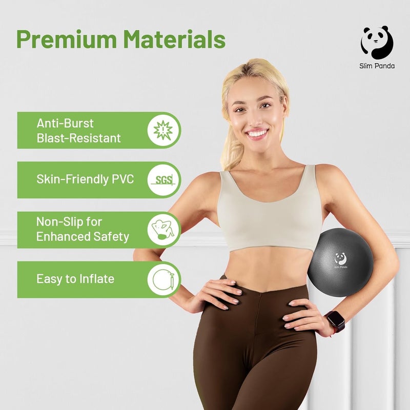 Slim Panda Pilates Ball, 9 Inch Small Exercise Ball, Anti Burst Mini Yoga Ball for Stability, Workout, Barre, Core Strength, Physical Therapy, Balance, Stretching - Image 2